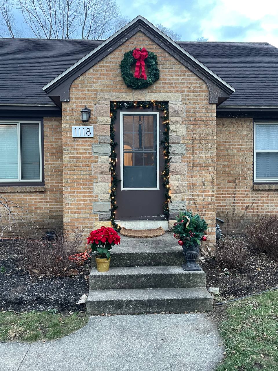 Front door with Christmas decorations